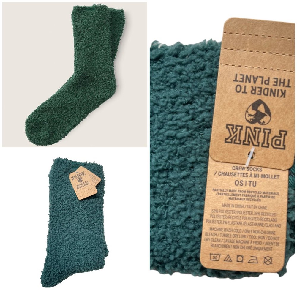 Victoria's Secret PINK FUZZY MID-CALF SOCK MARSHMALLOW KNIT Sherpa SOCKS Choose - Picture 3 of 5